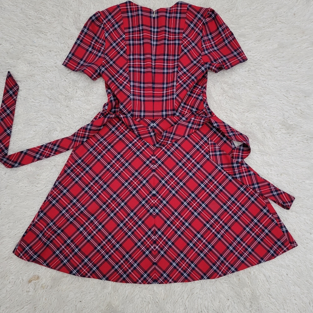Draper James Angie Check Bow Waist Love Circle Dress Holiday Check Plaid DRW0601 - Picture 12 of 12